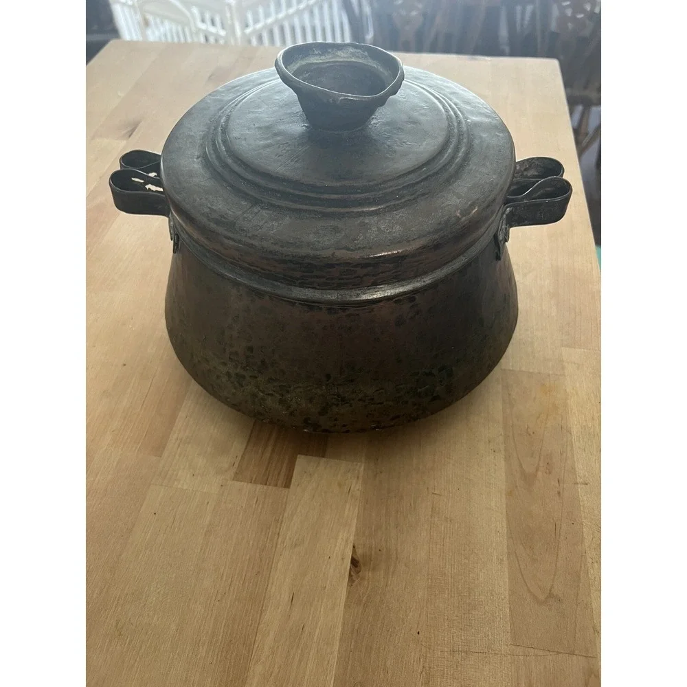 VERY RARE ANTIQUE COPPER 18TH/19TH CENTURY TRADE KETTLE with OLD PATINA AND LID